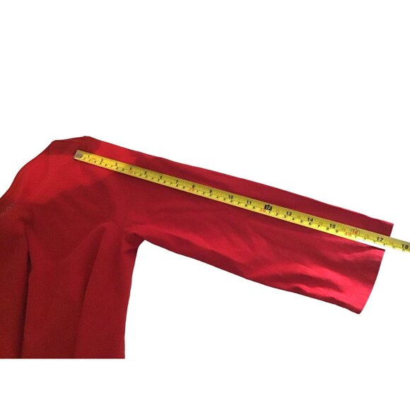 MERONA- WOMENS RED 3/4 SLEEVE 95% COTTON TOP SIZE MEDIUM - Picture 4 of 7